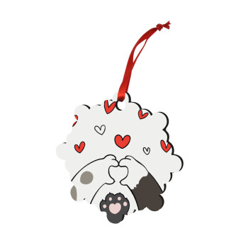 Cat paws, Christmas ornament snowflake wooden 7.5cm