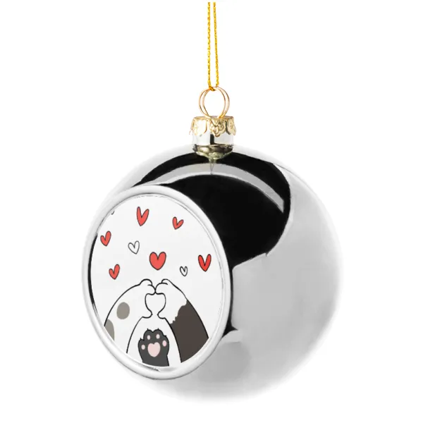 Cat paws — Silver 8cm Christmas tree ball ornament