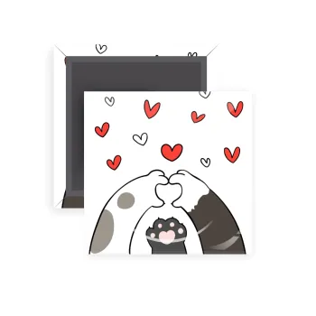 Πατούσες γάτας, Μαγνητάκι ψυγείου τετράγωνο διάστασης 5x5cm