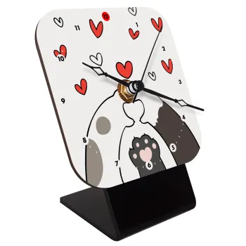 Πατούσες γάτας, Επιτραπέζιο ρολόι ξύλινο με δείκτες (10cm)