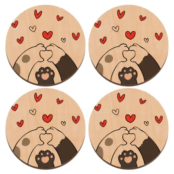 Πατούσες γάτας, ΣΕΤ x4 Σουβέρ ξύλινα στρογγυλά plywood (9cm)