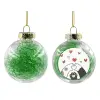 Transparent Christmas tree ball ornament with green filling 8cm