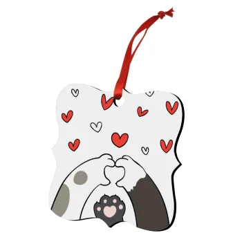 Cat paws, Christmas ornament polygon wooden 7.5cm