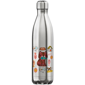 Cats and Fishes, Inox (Stainless steel) hot metal mug, double wall, 750ml