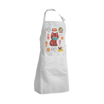 Cats and Fishes, Adult Chef Apron (with sliders and 2 pockets)