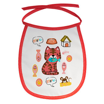 Cats and Fishes, Σαλιάρα μωρού αλέκιαστη με κορδόνι Κόκκινη