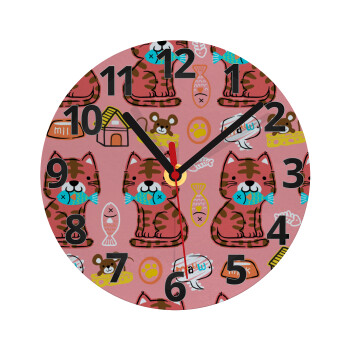 Cats and Fishes, Ρολόι τοίχου γυάλινο (20cm)