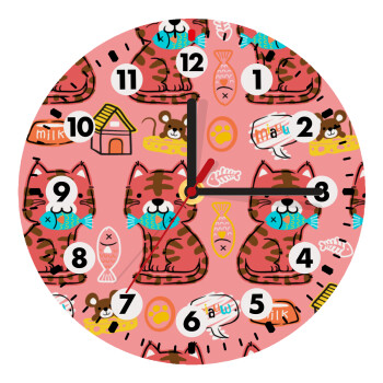 Cats and Fishes, Ρολόι τοίχου ξύλινο (20cm)