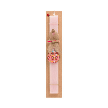 Cats and Fishes, Easter Set, wooden keychain & scented flat Easter candle (30cm) (PINK)