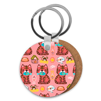 Cats and Fishes, Μπρελόκ Ξύλινο στρογγυλό MDF Φ5cm