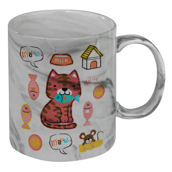 Cats and Fishes, Mug ceramic marble style, 330ml