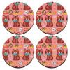 SET of 4 round wooden coasters (9cm)