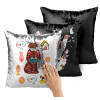 Μαξιλάρι καναπέ Μαγικό Μαύρο με πούλιες 40x40cm περιέχεται το γέμισμα