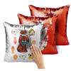 Μαξιλάρι καναπέ Μαγικό Κόκκινο με πούλιες 40x40cm περιέχεται το γέμισμα