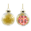 Transparent Christmas tree ball ornament with gold filling 8cm