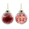 Transparent Christmas tree ball ornament with red filling 8cm