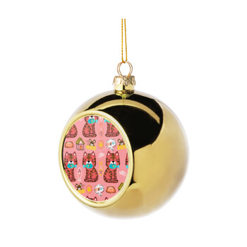 Cats and Fishes, Golden Christmas tree ball ornament 8cm