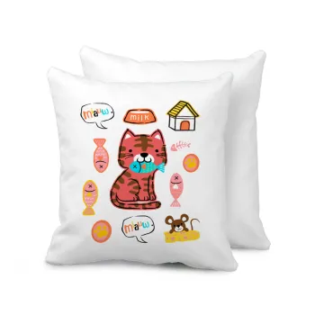 Cats and Fishes, Sofa cushion 40x40cm includes filling