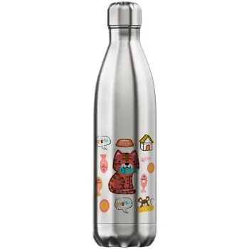 Cats and Fishes, Inox (Stainless steel) hot metal mug, double wall, 750ml