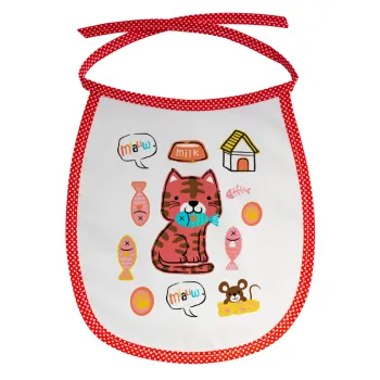 Cats and Fishes, Σαλιάρα μωρού αλέκιαστη με κορδόνι Κόκκινη