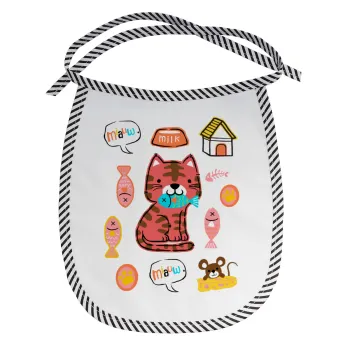 Cats and Fishes, Σαλιάρα μωρού αλέκιαστη με κορδόνι Μαύρη