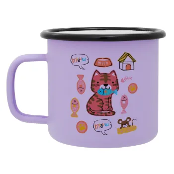 Cats and Fishes, Κούπα Μεταλλική εμαγιέ ΜΑΤ Light Pastel Purple 360ml