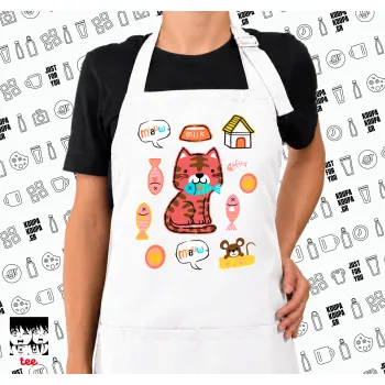 Cats and Fishes, Ποδιά μακριά Σεφ ολόσωμη με τσέπες white (ΕΝΗΛΙΚΩΝ)