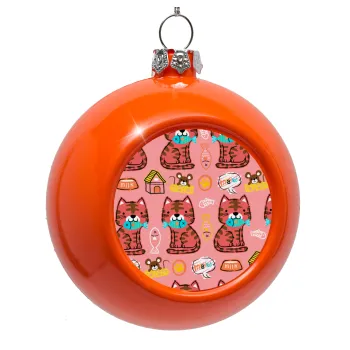 Cats and Fishes, Orange Christmas tree ornament bauble 8cm