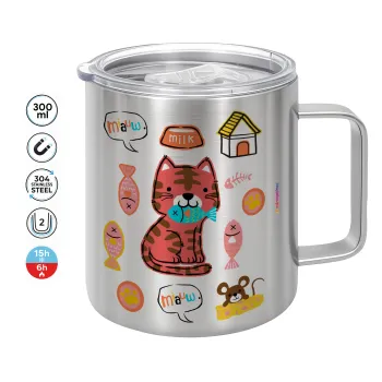 Cats and Fishes, Mug Stainless steel double wall 300ml