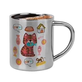 Cats and Fishes, Double-wall metal cup for espresso (220ml)