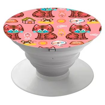 Cats and Fishes, Phone Holders Stand  Λευκό Βάση Στήριξης Κινητού στο Χέρι