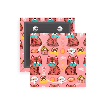 Cats and Fishes, Κονκάρδα παραμάνα τετράγωνη 5x5cm