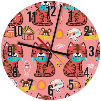 Cats and Fishes, Ρολόι τοίχου ξύλινο (30cm)