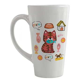 Cats and Fishes, Κούπα κωνική Latte Μεγάλη, κεραμική, 450ml
