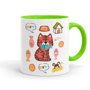 Cats and Fishes, Κούπα χρωματιστή βεραμάν, κεραμική, 330ml