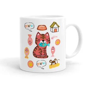 Cats and Fishes, Ceramic coffee mug, 330ml