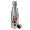 Metallic water bottle, stainless steel, 750ml