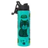 Metallic water bottle with safety lid, 850ml aluminum