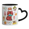 Mug heart black handle, ceramic, 330ml