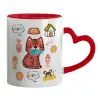 Mug heart red handle, ceramic, 330ml