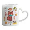 Mug heart handle, ceramic, 330ml