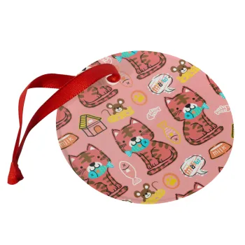 Cats and Fishes, Christmas ornament glass 9cm