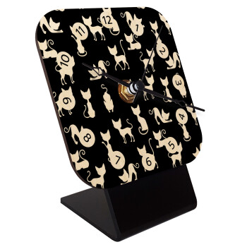 Γατούλες κυρίες, Quartz Table clock in natural wood (10cm)