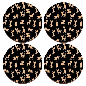 Γατούλες κυρίες, ΣΕΤ x4 Σουβέρ ξύλινα στρογγυλά plywood (9cm)