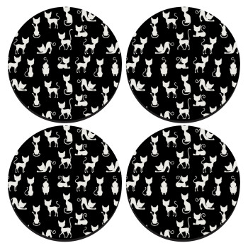 Γατούλες κυρίες, SET of 4 round wooden coasters (9cm)
