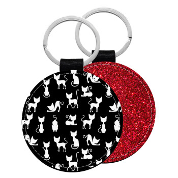 Γατούλες κυρίες, Μπρελόκ Δερματίνη, στρογγυλό ΚΟΚΚΙΝΟ (5cm)