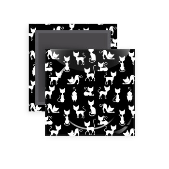Γατούλες κυρίες, Μαγνητάκι ψυγείου τετράγωνο διάστασης 5x5cm