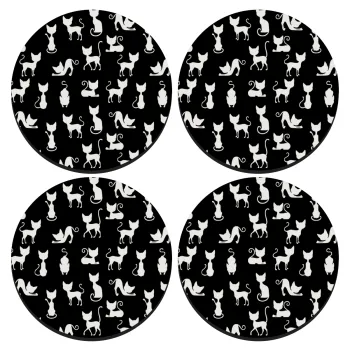 Γατούλες κυρίες, ΣΕΤ 4 Σουβέρ ξύλινα στρογγυλά (9cm)