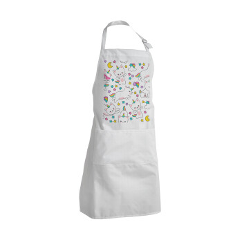 Cats unicorns, Adult Chef Apron (with sliders and 2 pockets)