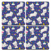 Cats unicorns, ΣΕΤ 4 Σουβέρ ξύλινα τετράγωνα (9cm)